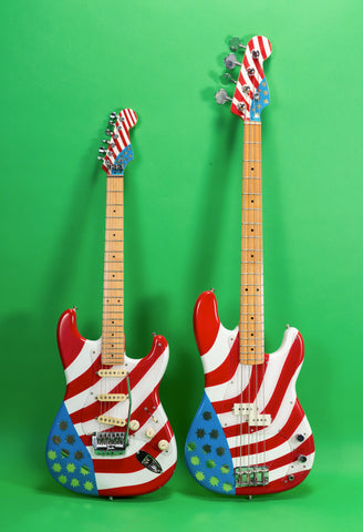 1983 Fender Precision Bass and 1985 Fender Stratocaster Buddy Miles Electric Flags